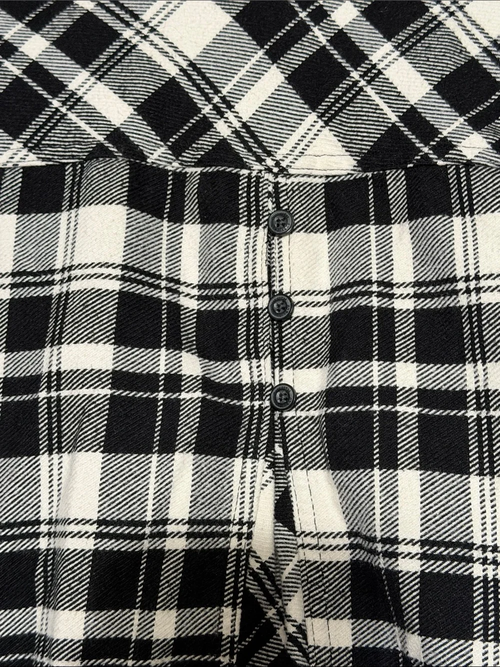 Duluth Trading Co Black and White Plaid Long Shacket